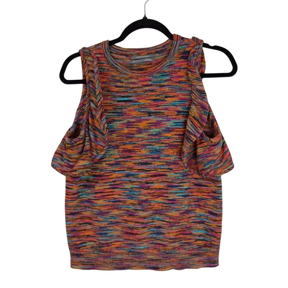 Anthropologie Multicolor Cold Shoulder Knit Top Womens Medium Multicolor